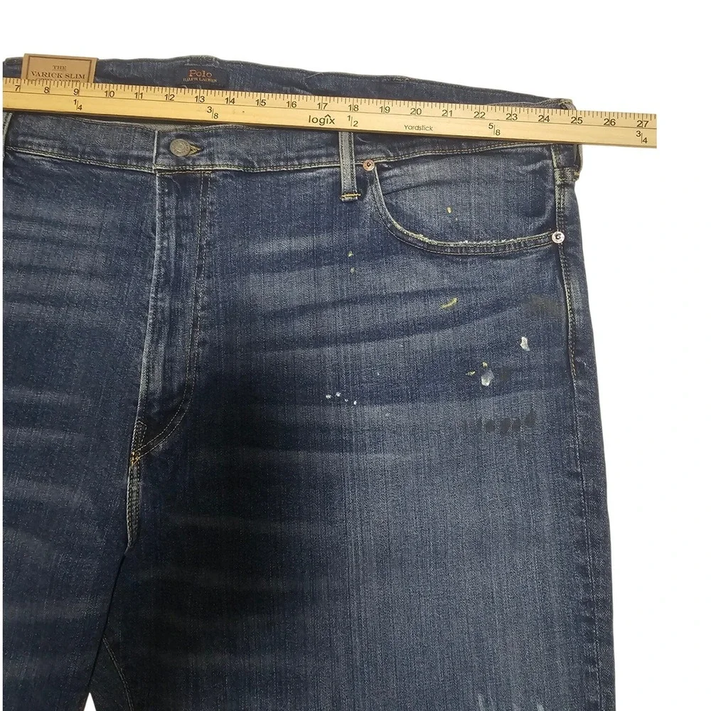 NWT Polo Ralph Lauren Varick Slim Straight Paint Splatter Jeans 50x30 XL